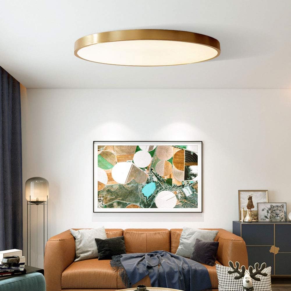 Golden Round Flush-Mounted bright Ceiling Light
