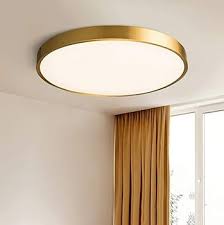 Golden Round Flush-Mounted bright Ceiling Light