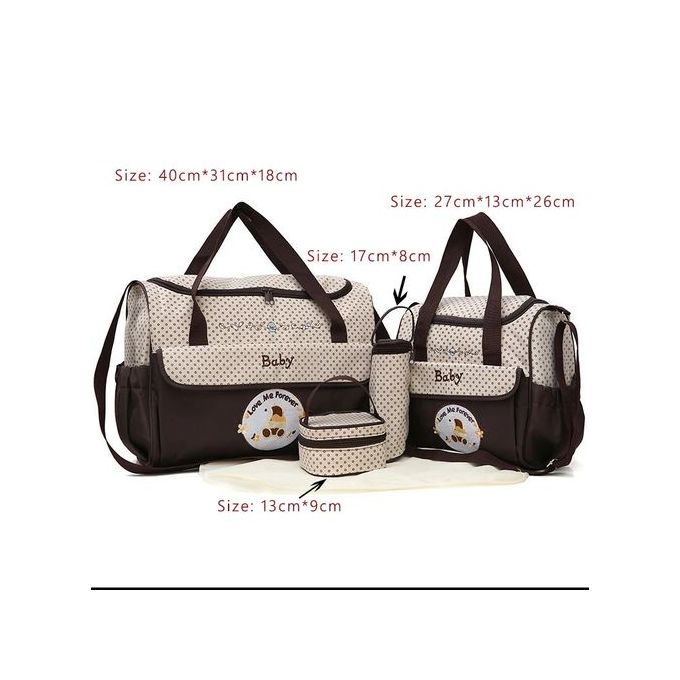 Popular 5 In 1 Baby Diaper BAG- Brown