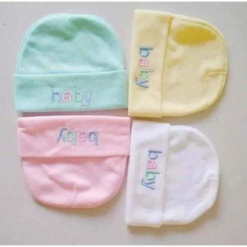 Fashion 4PCs Pure Cotton BABY Printed Newborn Baby Caps- Unisex