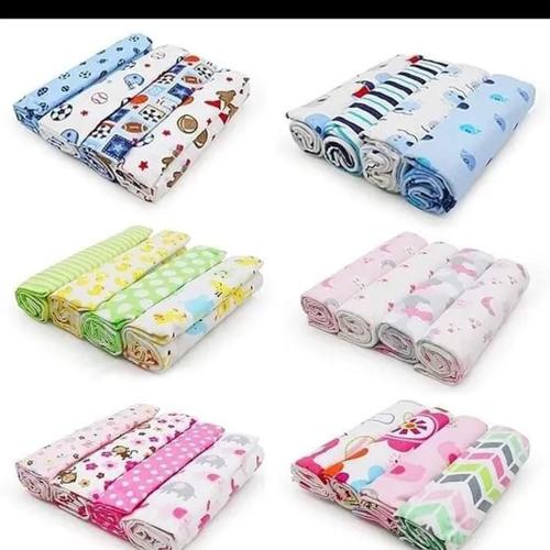 Fashion Assorted Cotton Flannel Receiving Blankets - 4 PCs