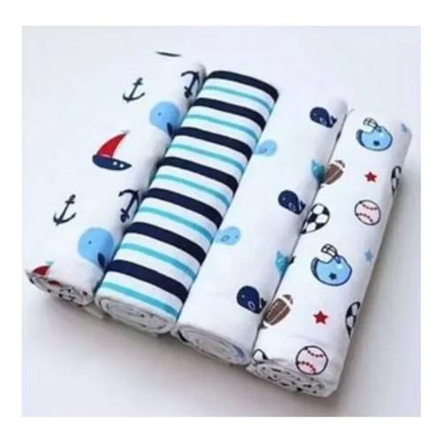 Fashion Assorted Cotton Flannel Receiving Blankets - 4 PCs