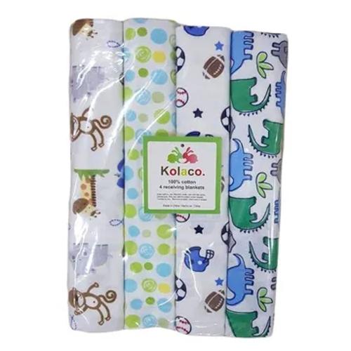 Fashion Assorted Cotton Flannel Receiving Blankets - 4 PCs
