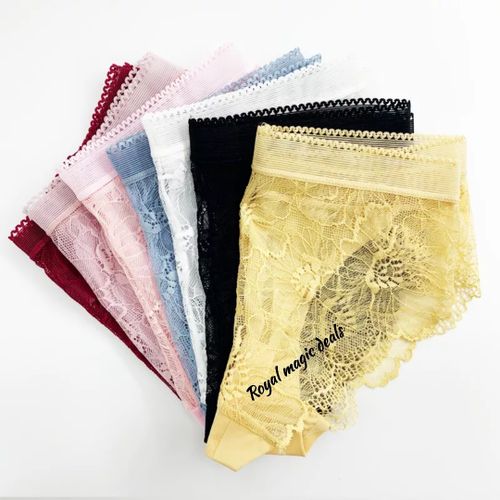 Fashion 6Pcs Gorgeous Cotton Soft Lace Panty Seamles- Booty Transformation Transform your everyday essentials with our luxurious lace panties, designed to provide unmatched comfort and a flawless fit.