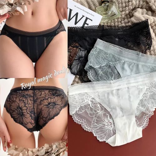 Fashion 6Pcs Gorgeous Cotton Soft Lace Panty Seamles- Booty Transformation Transform your everyday essentials with our luxurious lace panties, designed to provide unmatched comfort and a flawless fit.
