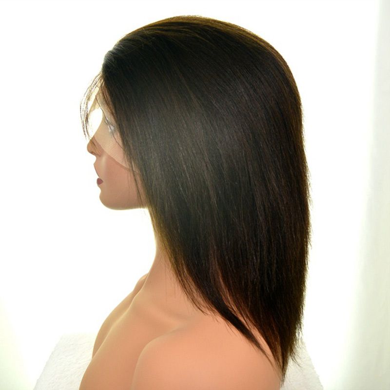 Females Human Hair Wigs frontal lace black 12 inch Black Women straight hair wigs gift for girl