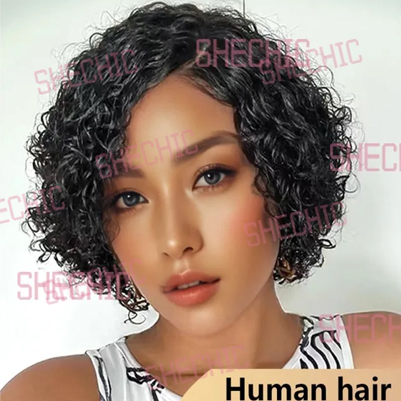 Human Hair Wigs  for Women  Curly Short Human Hair Wigs Lace Short Wigs And Girls Gift