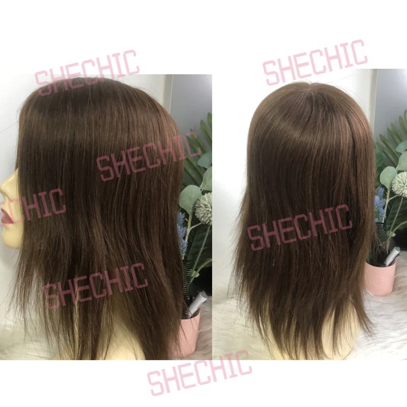 Lady Human Hair Wigs Full Lace 14 inch Black Lace Wigs for Women and Girls Gift