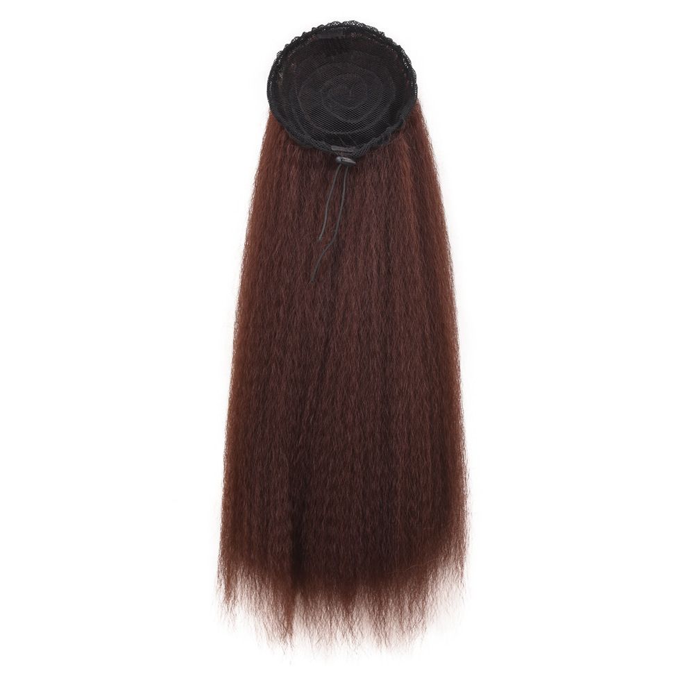 Premium 24inch Yaki Ponytail Hair Extensions Long Wigs Hair Corn Silk Yaki Wigs for Black Women Synthetic Hair Soft Corn Curly Wig Fluffy Girls First Hair Ponytail Extension Black Girl