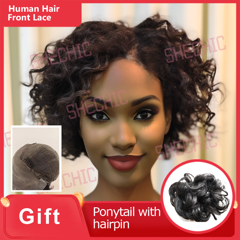 Human Hair Wigs  for Women  Curly Short Human Hair Wigs Lace Short Wigs And Girls Gift