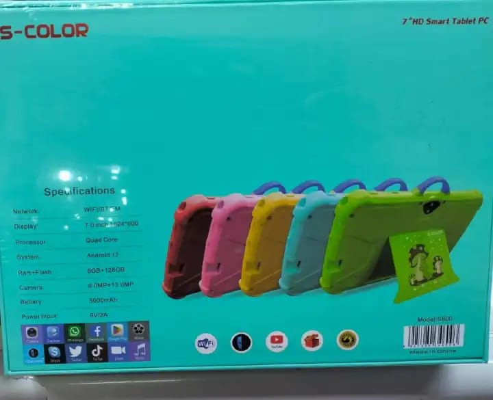 Classy 7 inches Smart Kids Learning Tablets Connects to wifi,1024*600 Display, android 12, 6GB +128GB, battery 5000mAh