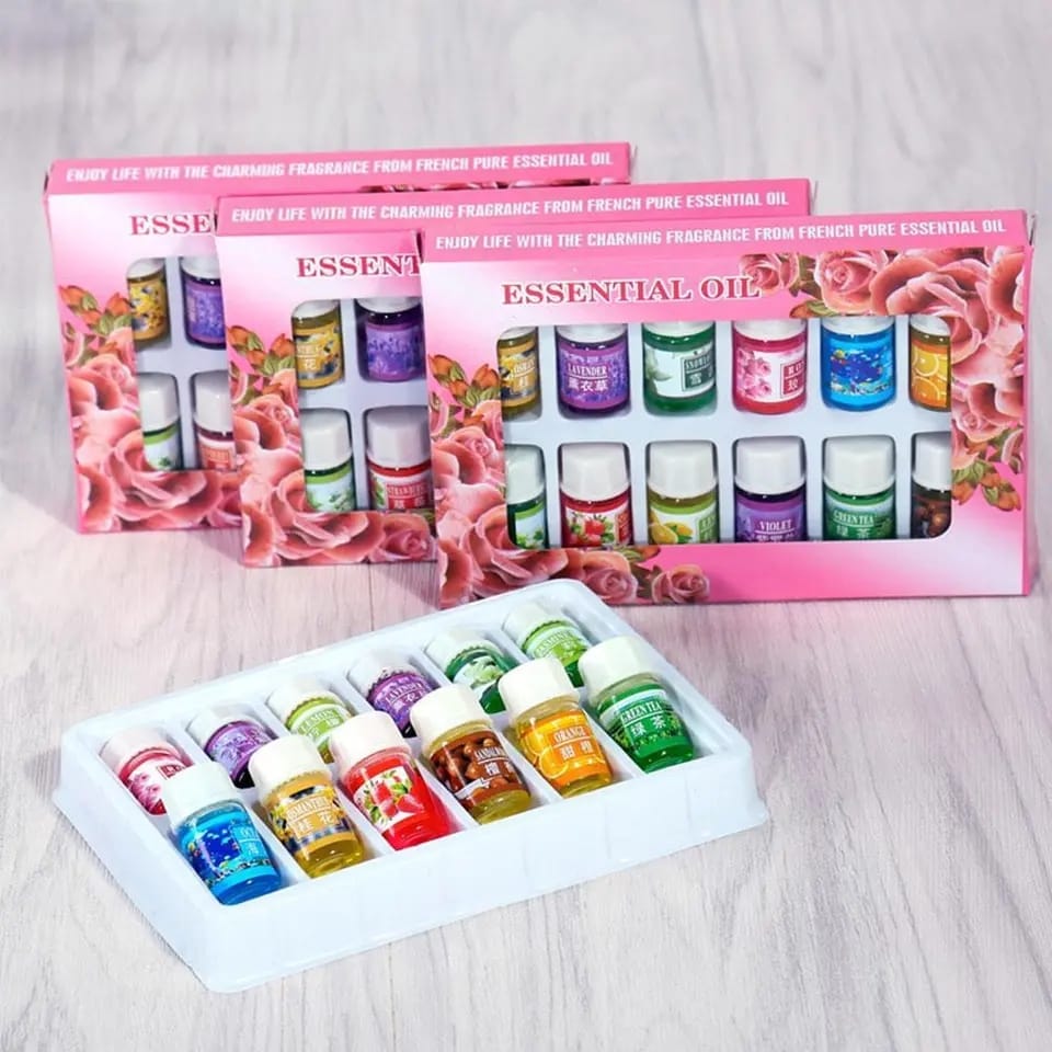 12 pcs each 2
3 ml Diffuser/humidifier essential oils 
Good for aromatherapy ,freshly painted rooms,normal household cleaning