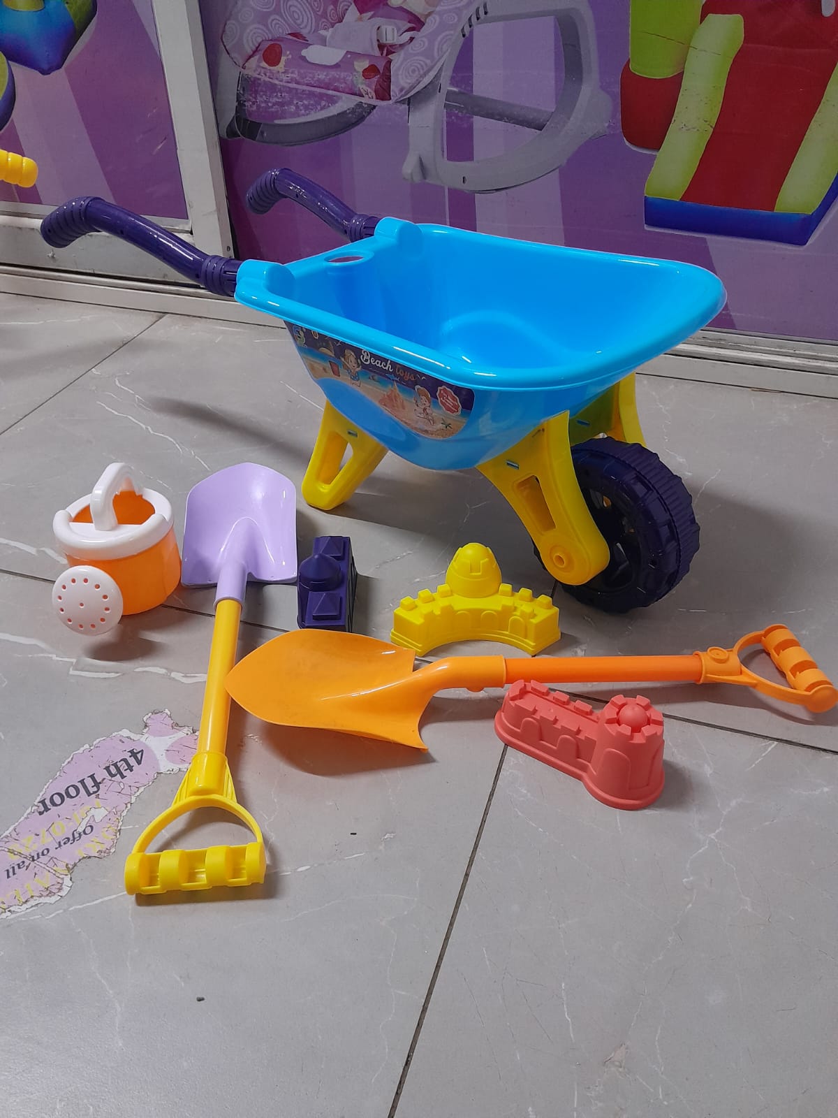 Beach toys/ garden wheelbarrow tools
Doll accessories