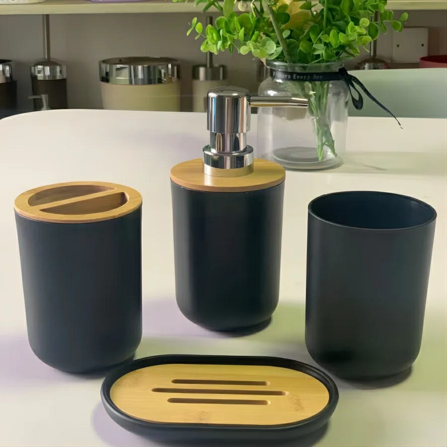 OFFER 6 in 1 plastic with bamboo lid bathroom organizer set

⏯it has☑ Dustin
                ☑ toilet brush
                ☑ toothbrush holder
                ☑soap dish
                ☑ toothbrush