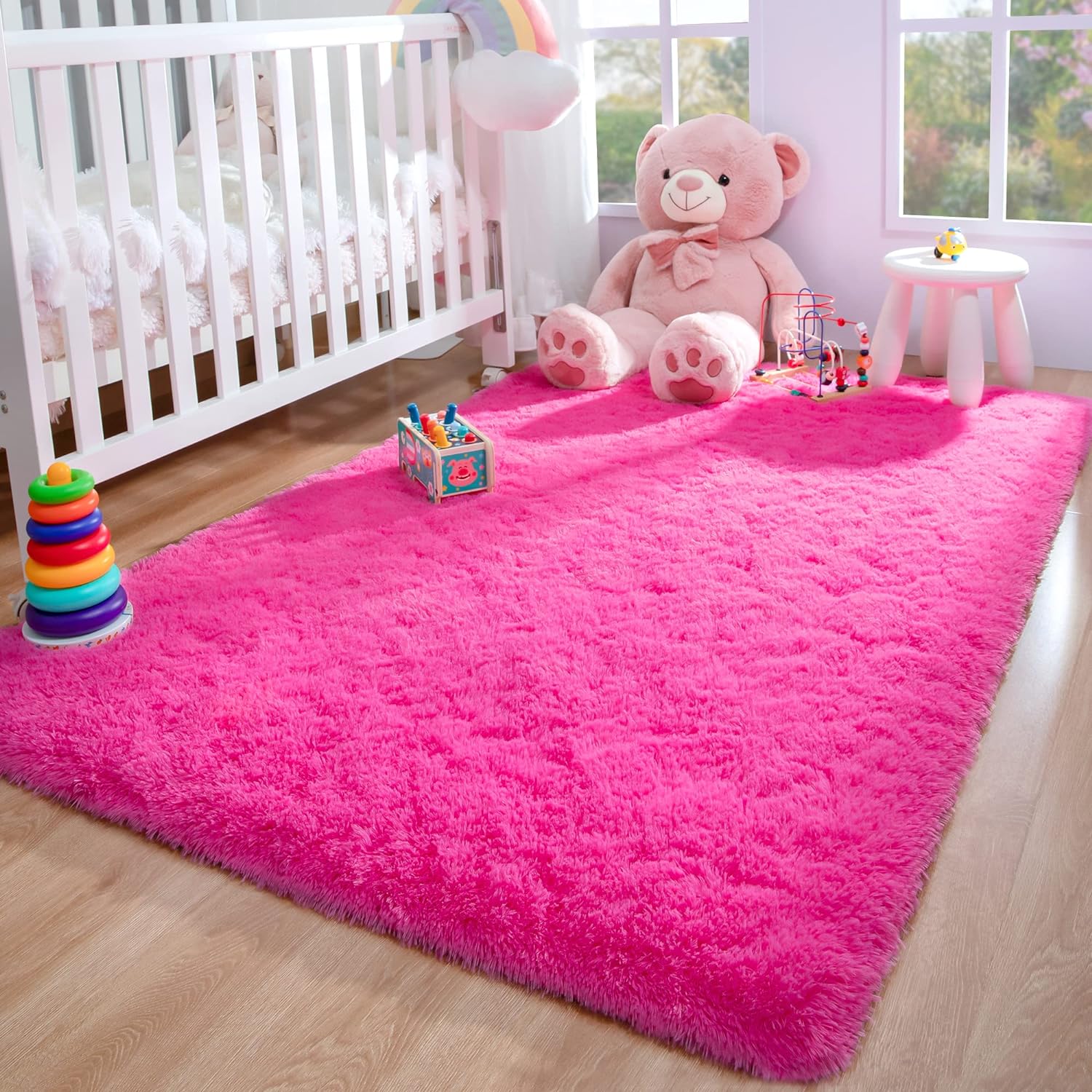 Soft Fluffy Area Rugs for Bedroom Kids Room Plush Shaggy Nursery Rug Furry Throw Carpets for Boys Girls, College Dorm Fuzzy Rugs Living Room Home Decorate Rug