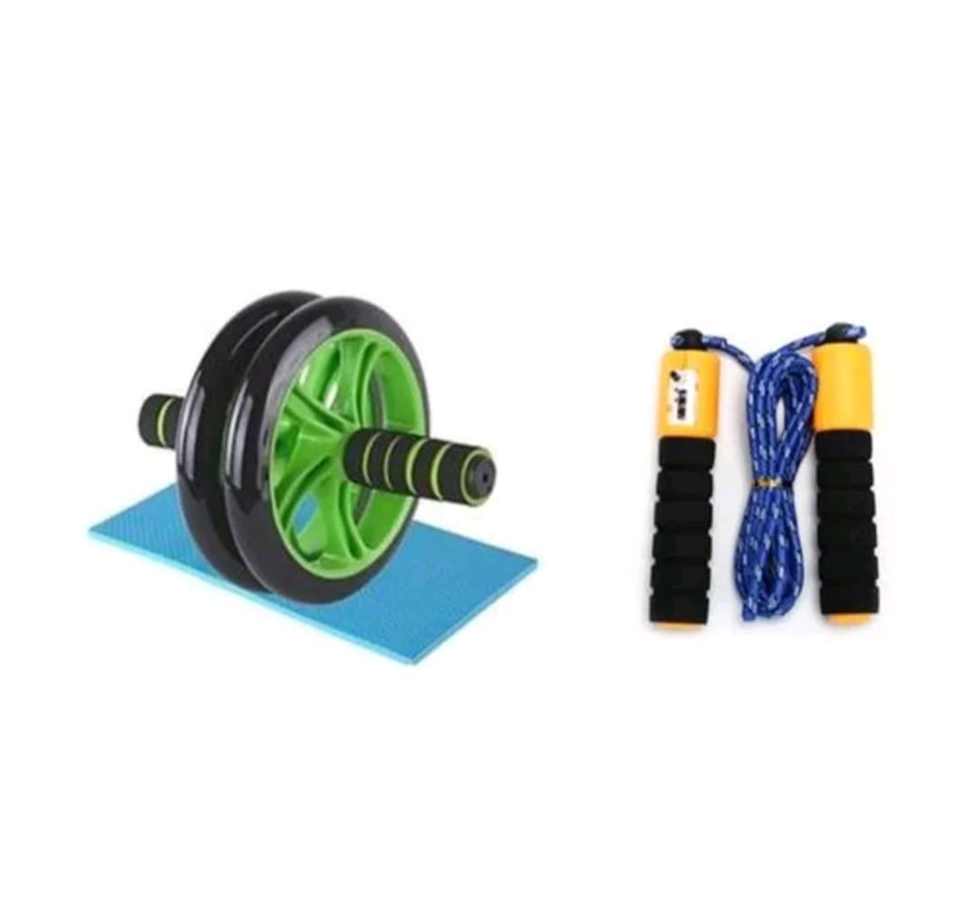 Double Wheel Abs roller with free knee mat plus digital skipping rope