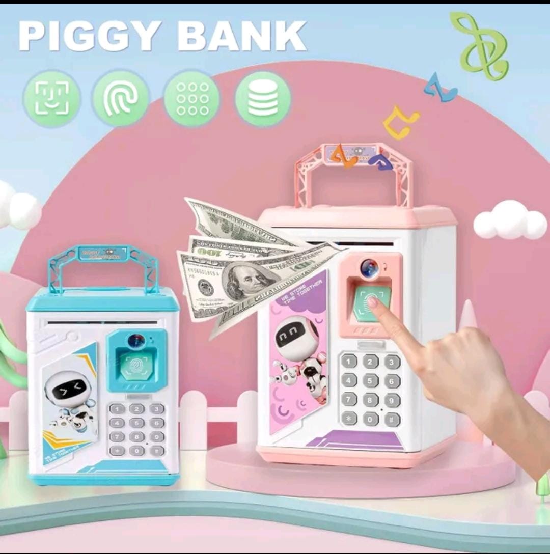 Electronic home bank Cash Coins Saving Box ATM Password /Fingerprint