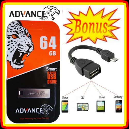 Advance Metallic FlashDrive Disk 64GB // 64 GB USB + OTG For Digital TV ,Laptop,Desktop