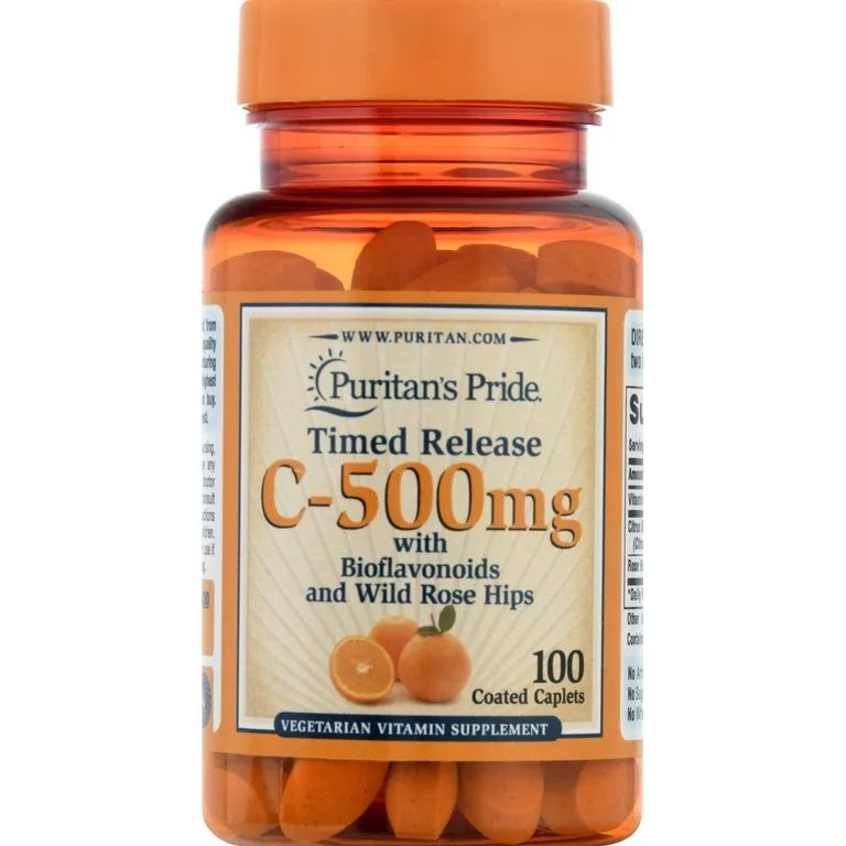Puritan's Pride Vitamin C 500mg with Bioflavonoids and Wild Rose Hips (100 coated caplets)