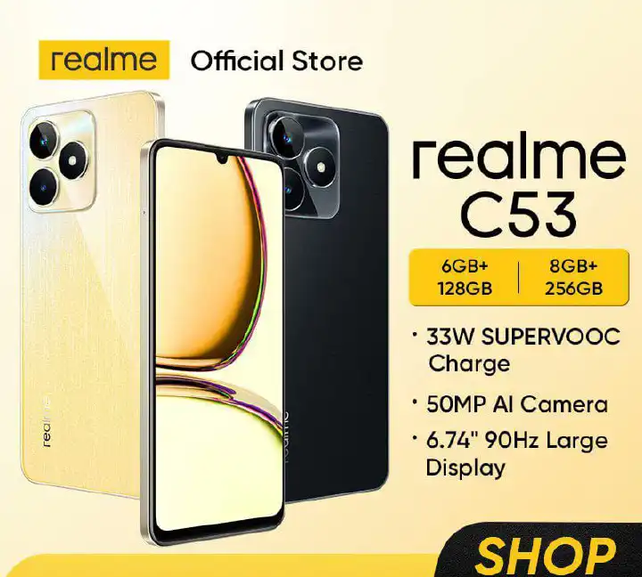 Realme C53 6.74'' 90Hz Display Mini Capsule 256GB/128GB Storage 8GB/6GB ROM 50MP AI Camera 33W 5000mAh Smart Phones