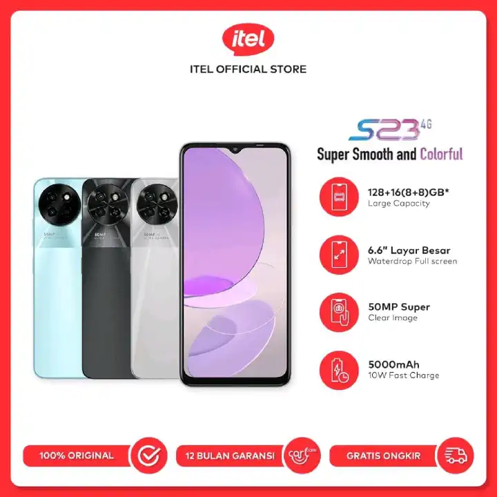 [TECH WEEK] ITEL S23 128GB STORAGE UPTO 8GB RAM 6.6" HD+ Screen 5000mAh Dual 4G LTE Network 8MP AI Camera fingerprint unlocks Smart Phones White 128GB
