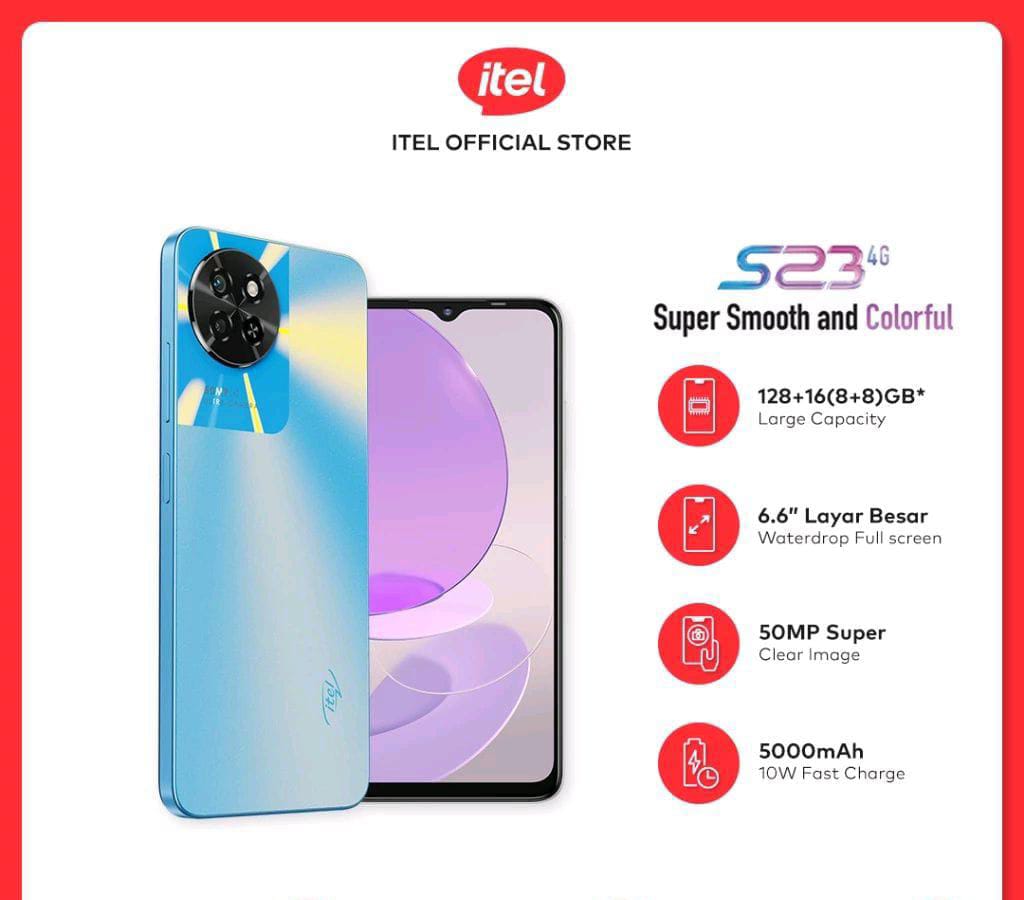 [TECH WEEK] ITEL S23 128GB STORAGE UPTO 8GB RAM 6.6" HD+ Screen 5000mAh Dual 4G LTE Network 8MP AI Camera fingerprint unlocks Smart Phones White 128GB