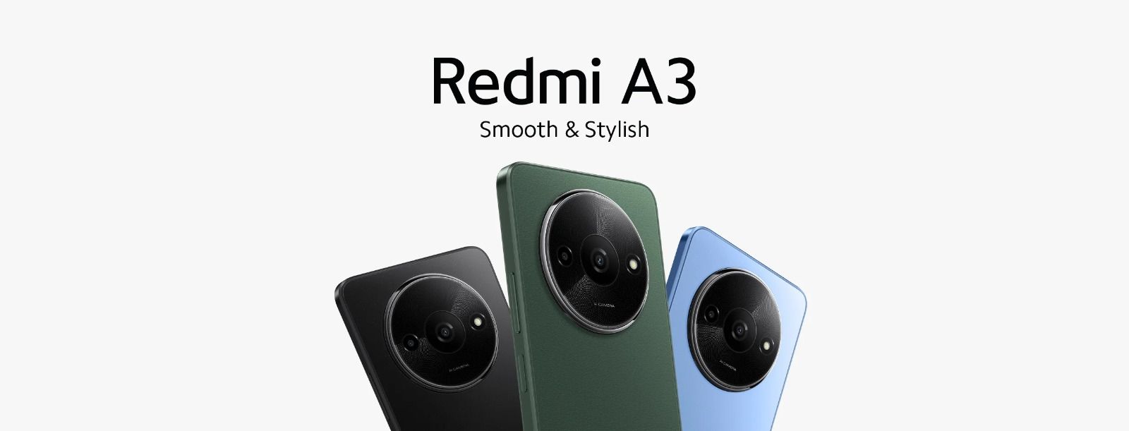 REDMI A3 128GB/64GB Storage + 4GB/3GB RAM 6.71'' LCD Display 4G Network 5000mAh Battery 10W Type C Charging system 8MP AI Dual Rear Camera + 5MP Front Camera Side Fingerprint 90Hz Refresh smartphones