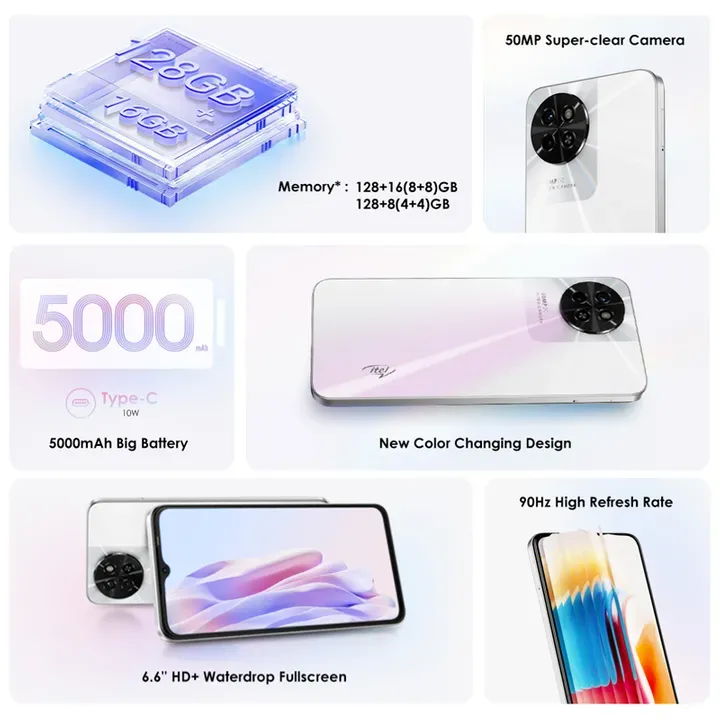 [TECH WEEK] ITEL S23 128GB STORAGE UPTO 8GB RAM 6.6" HD+ Screen 5000mAh Dual 4G LTE Network 8MP AI Camera fingerprint unlocks Smart Phones