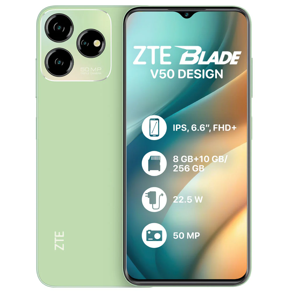 ZTE Blade V50 256 ROM+ 8GB RAM 4G Network Dual-SIM 6.6 INCH 90Hz LCD Screen 50MP Camera 22.5W Type-C Charging 5000mAh Battery Fingerprint &Face. Smartphone