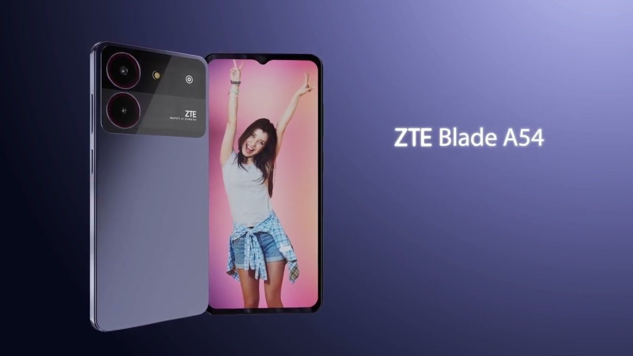 Celular ZTE Blade A54 128GB ROM + 4GB RAM EXTENDABLE TO 8GB 6.6" FULL HD+ SCREEN BATTERY 5000mah 13mpx DUAL RARE CAMERA  AND SIDE FINGERPTINT ANDROID 13 SMARTPHONE