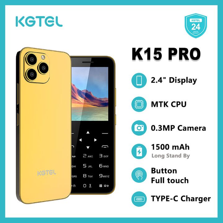 KGTEL K15 PRO 2.4" Display Dual SIM Card 0.3MP Camera 1500 mAh ButtonFull touch TYPE-C Charger Featured Phones
