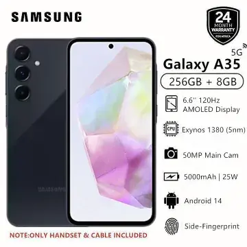 New Arrival Samsung Galaxy A35 5G 256GB+8GB 120Hz 6.6" AMOLED 50MP Triple Camera Android 14 5000mAh 25W Type-C Smart Phones Fingerprint Unlock