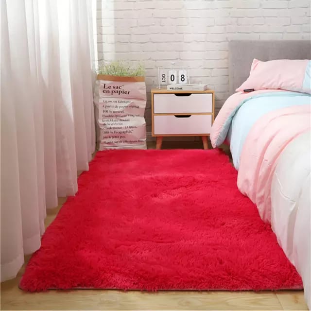 Fluffy Bedside Carpet;   This floor carpet will protect your floor from damage and enable you to easily and smoothly roll from task to task in your workspace or home.
