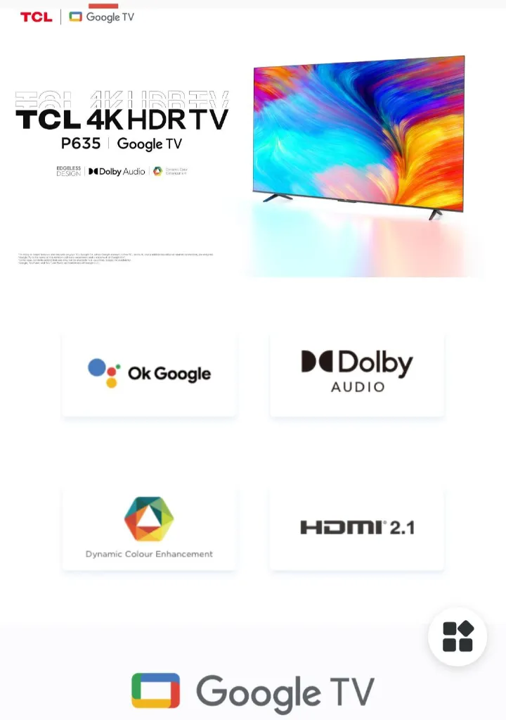 TCL 55 Inch Google android Tv UHD 4K Frameless LED TV-YouTube, Netflix-Smart Tvs