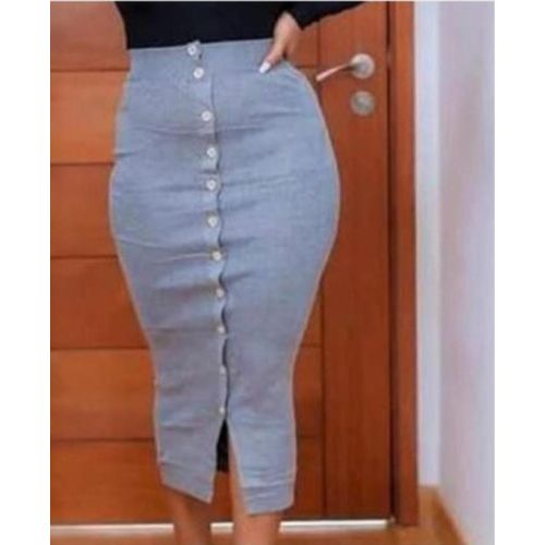Fashion Ladies Classy Woven Button Skirt