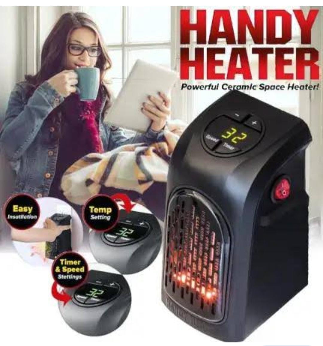 Electric portable handy room heater Wall Outlet -Room Heater Blower 400W