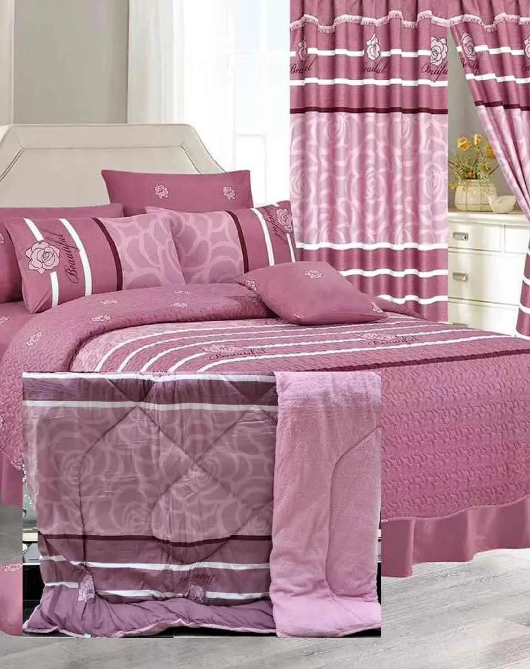7 pc Curtain duvets7 pc Curtain duvets 1 pc woolen duvet 1 pair ring curtain 2 pcs bedsheets 1 pc fitted 1 pc flat 2 pcs pillow cases pc Curtain duvets 1 pc woolen