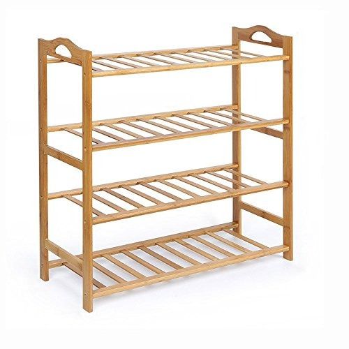 Bamboo shoe rack 4 layerAnti-Crack & Anti-Deform: Made of Moso bamboo. The texture is hard, the structure is firm. Its service life is more than 10 years
Stackable Design: You can buy several racks to