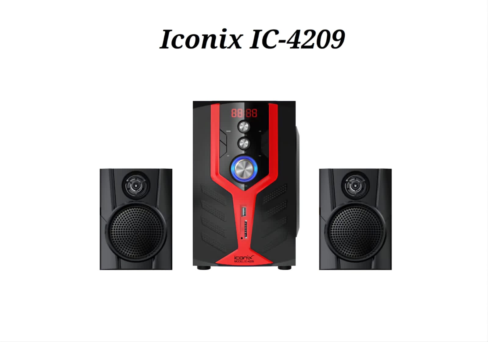 Iconix IC-4209 2.1 Sub Woofer System BT/FM/SD/USB Black Super Bass surround  High-tech Multimedia
