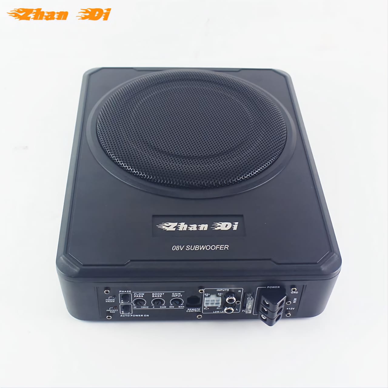 10" 4 Ohms Car Underseat Subwoofer Amplifier Wired Remote for Bass Frequency and Volume Control Black 8 inch