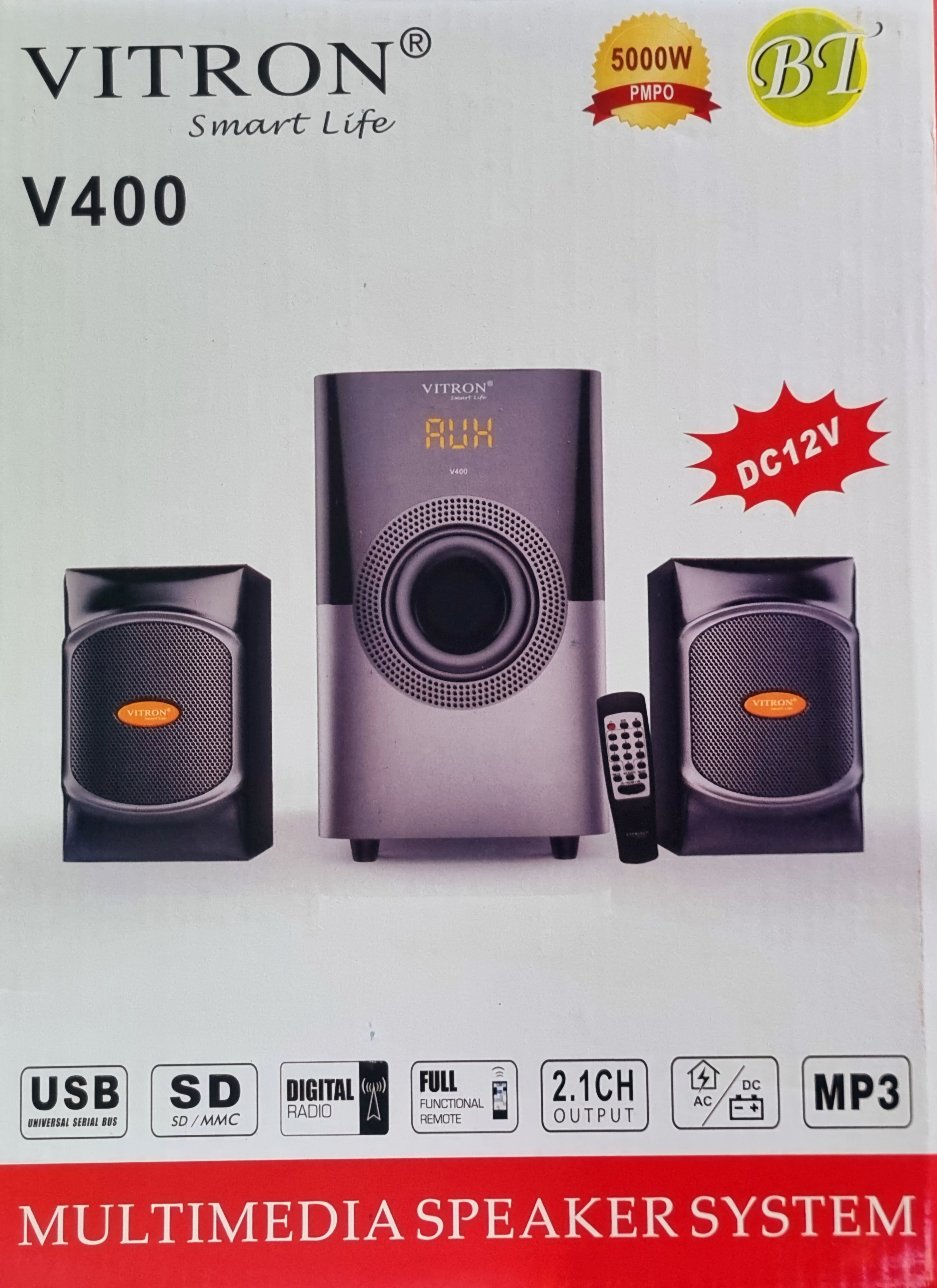Vitron V400 2.1 Sub Woofer Sound System. Boasting 5,000 Watts of power, Bluetooth connectivity, versatile