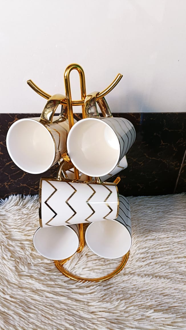 Tea cups/mugs  6 pcs set high quality coffee mug is an item that you can use as a  perfect way to start your day to serve your coffee or tea.  It also adds a touch of glam to both your kitchen and dinning table, Crafted with the best ceramic and with a unique design
