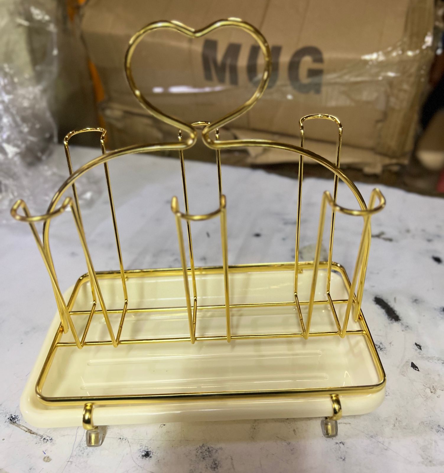 Golden glass holder eith tray