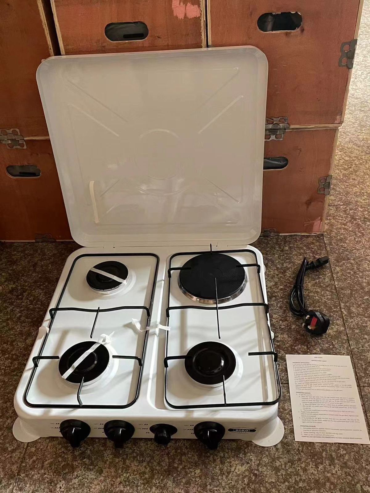 3 plus 1 table top gas burner boko This cooker will help you cook your food perfectly every time.  It provides even distribution of heat and emits less wasted heat than electric stoves. No Power? No Problem.