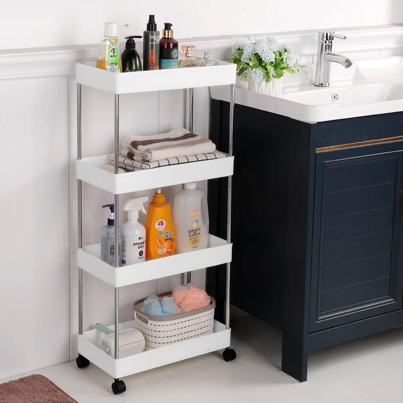 4 layer multipurpose kitchen  / room fruit rack orgernizer Items for Kitchen Rack Square Design for Fruits & Vegetable Onion Storage Kitchen Trolley with Wheels