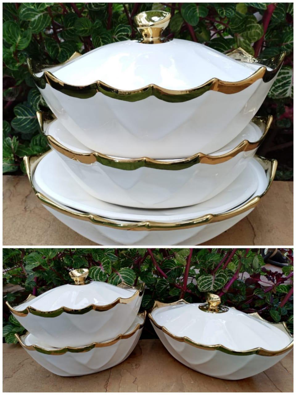 3 pcs soup pots ceramic oval bowl elegance and sophistication into your home decor with this exquisite Unbreakable hot or cold serving bowl. as seen