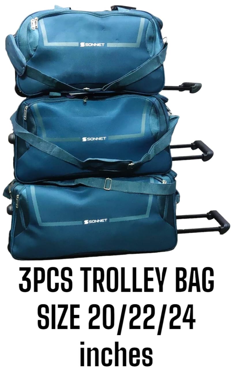 3PCS TROLLEY BAG SIZE 20\22\24SET OF 3 PACK PURE FIBRE YOU NEED TO TRAVEL WITH