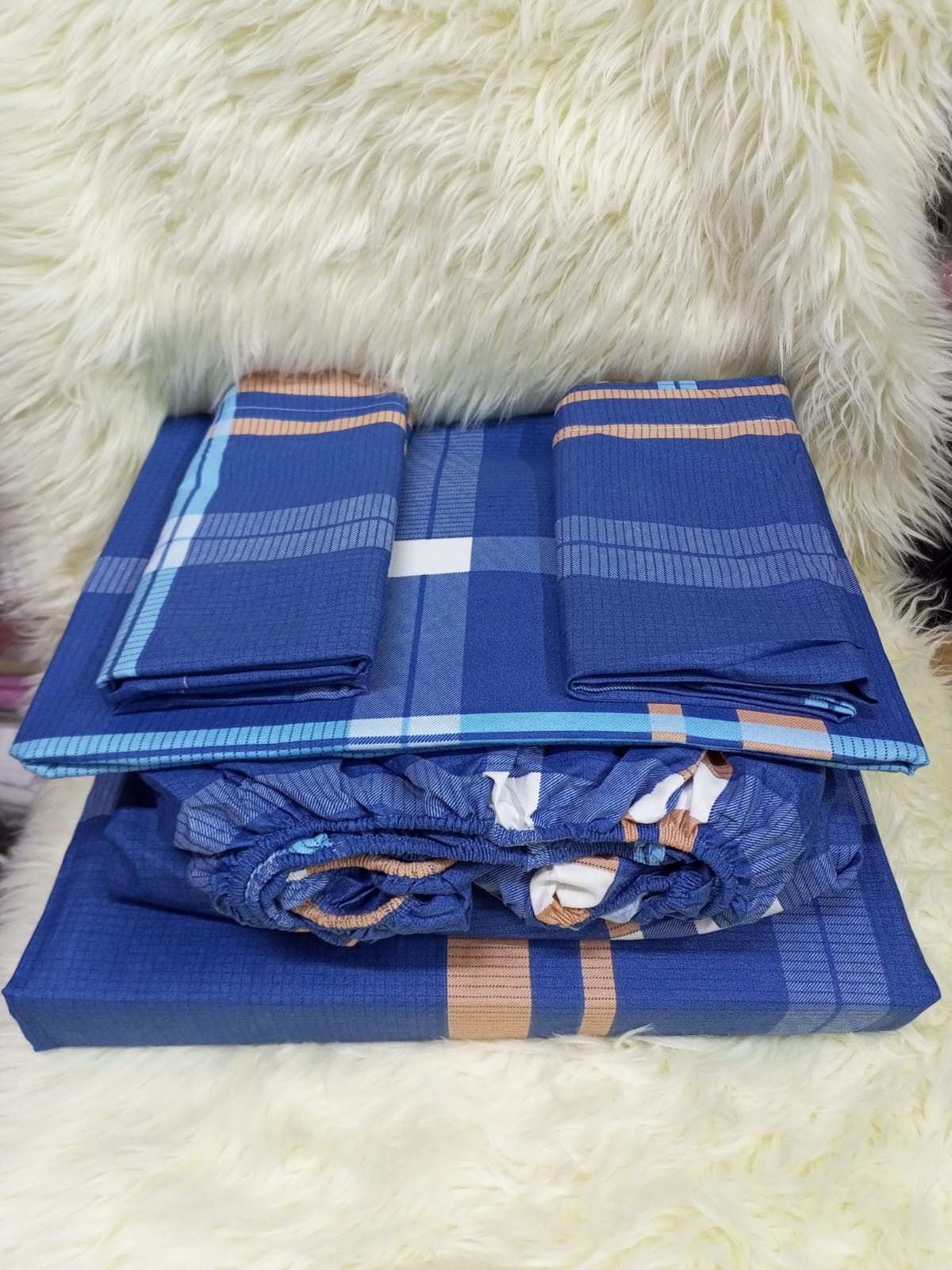 5 pc mattress cover Waterproof Mattress Protector Pad Fitted Sheet Separated Water Bed Linens with Elastic Blue 6*7