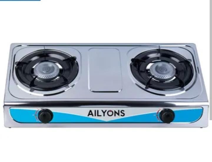 AILYONS GS013 Stainless Steel Table Top Double Burner Gas Cooker