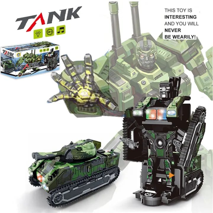 Battery operated tank robot car Car Toy Tanker Deformation Combat Tank Original Transform Robot Toy with Light & Music Automatic Transforming Robot Tank